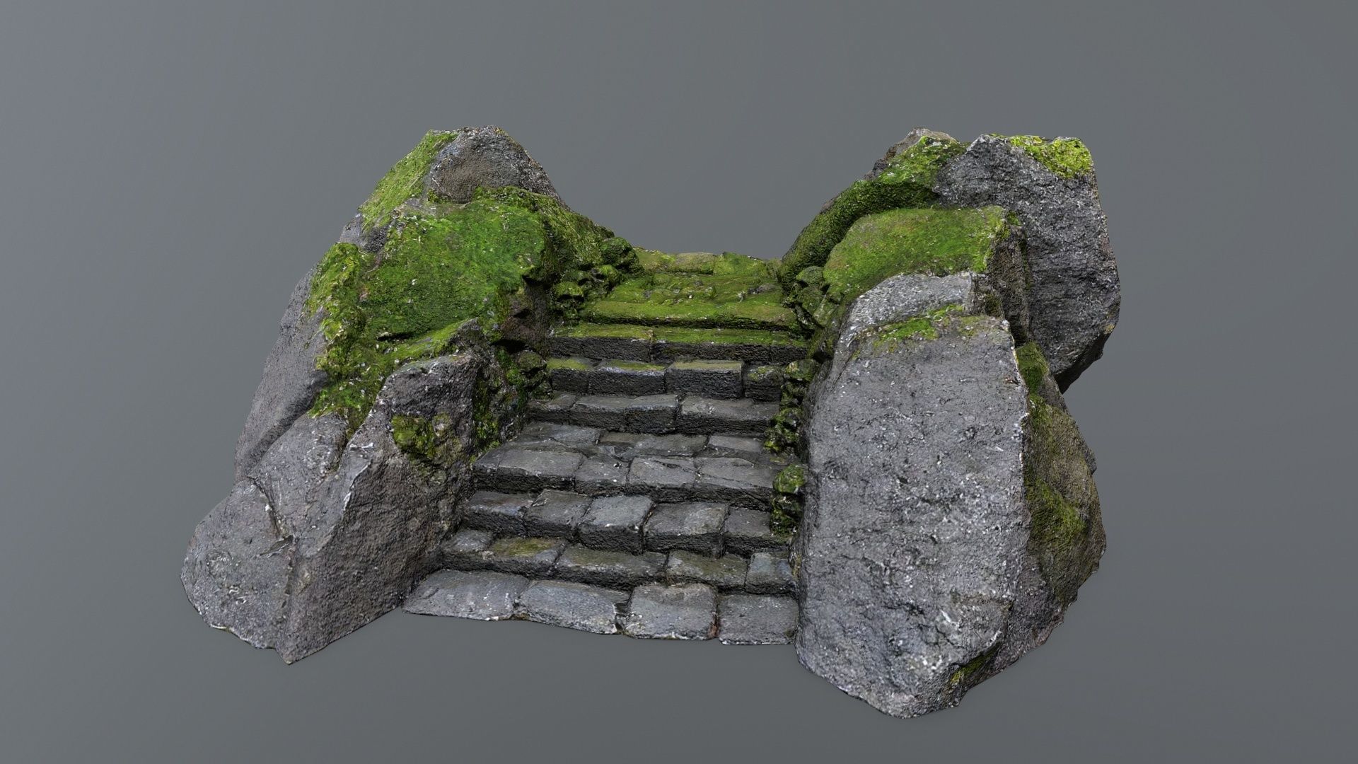 Ruin Stairs Low-poly 3D model_1
