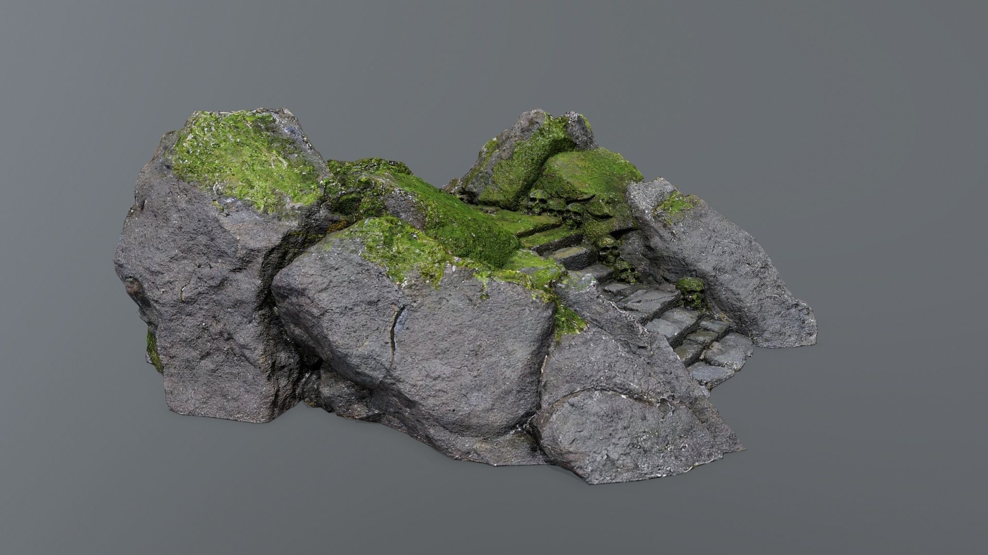 Ruin Stairs Low-poly 3D model_3