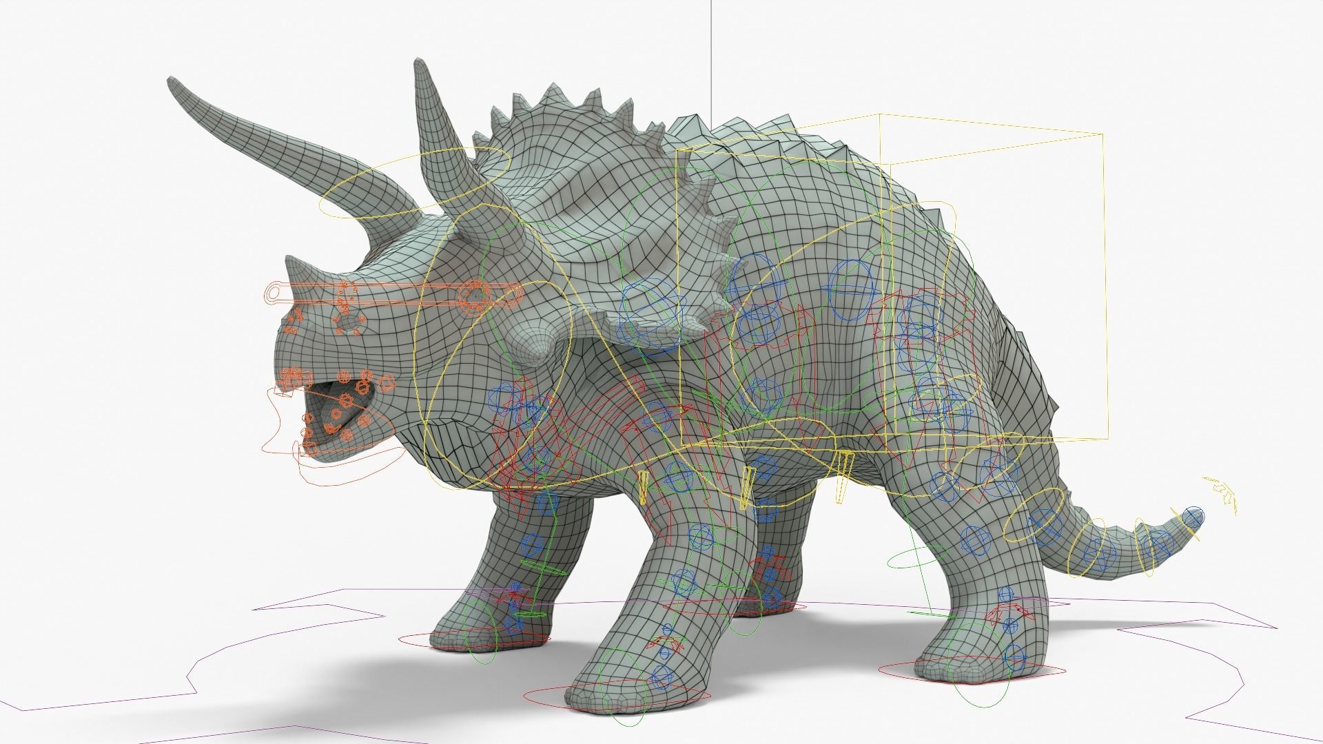 Triceratops Rigged Basemesh Low-poly 3D model_11