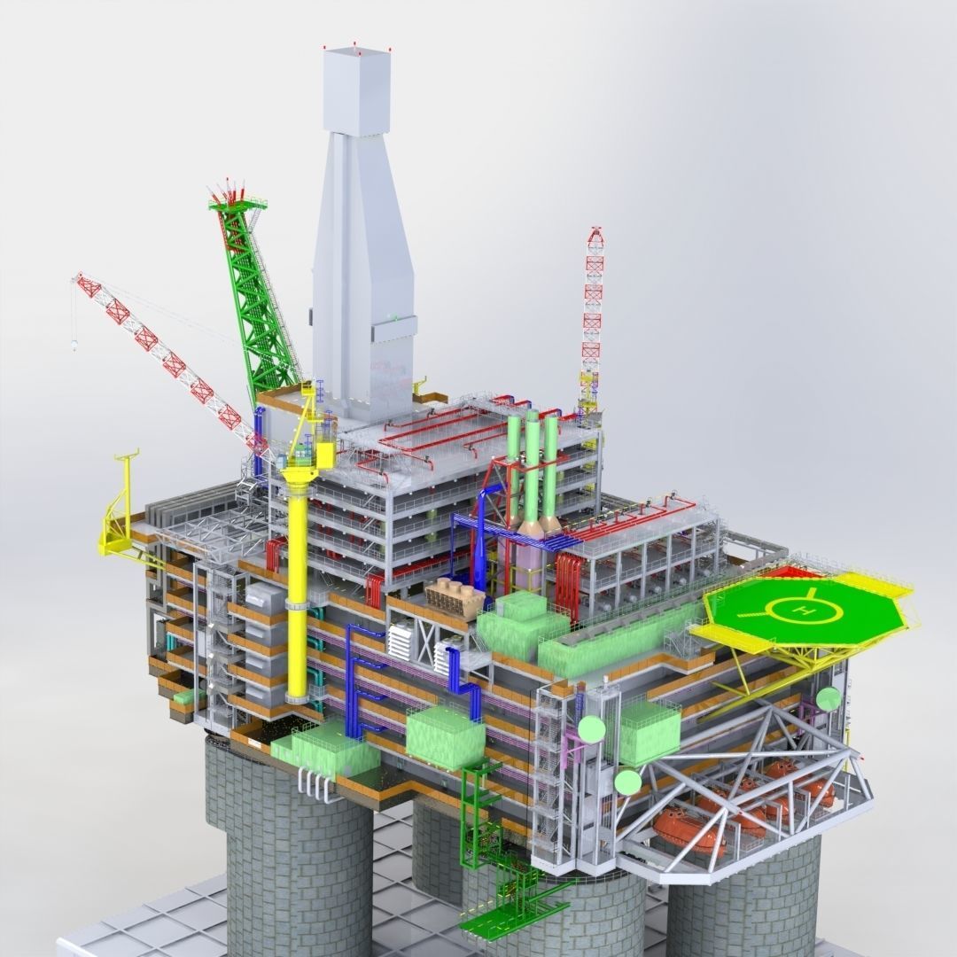 Berkut Oil Rig Largest Oil Rig in world 3D model_16