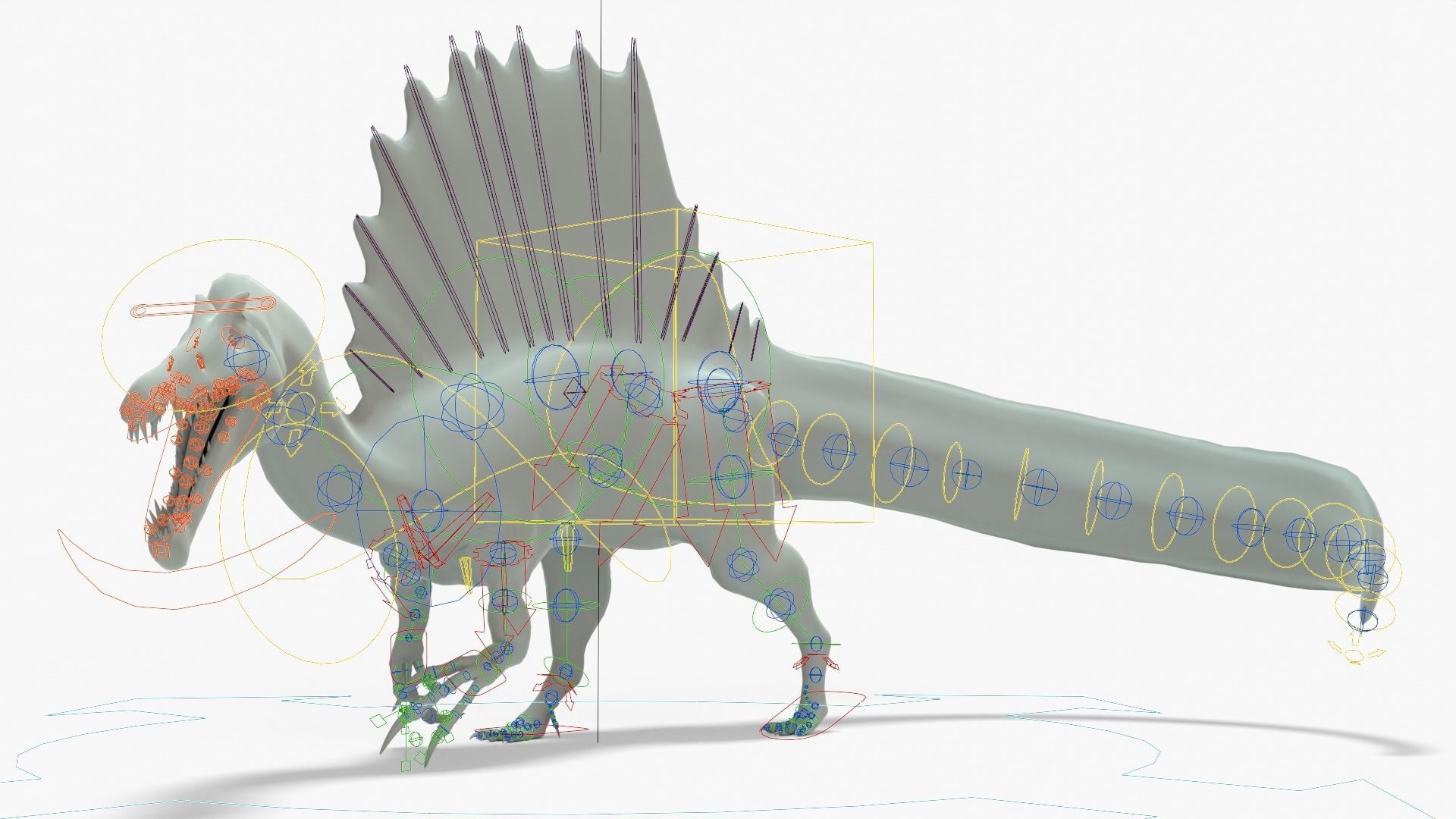 Spinosaurus Rigged Basemesh Low-poly 3D model_8