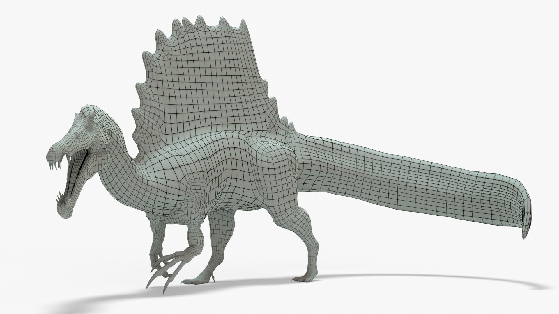 Spinosaurus Rigged Basemesh Low-poly 3D model_5