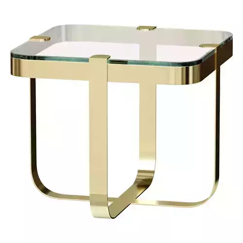 Ring Squar0e Side Table Brass Clear Glass