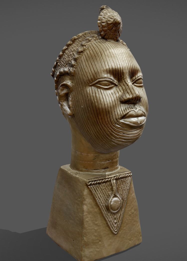 Olokun Bronze Head Low-poly 3D model_1