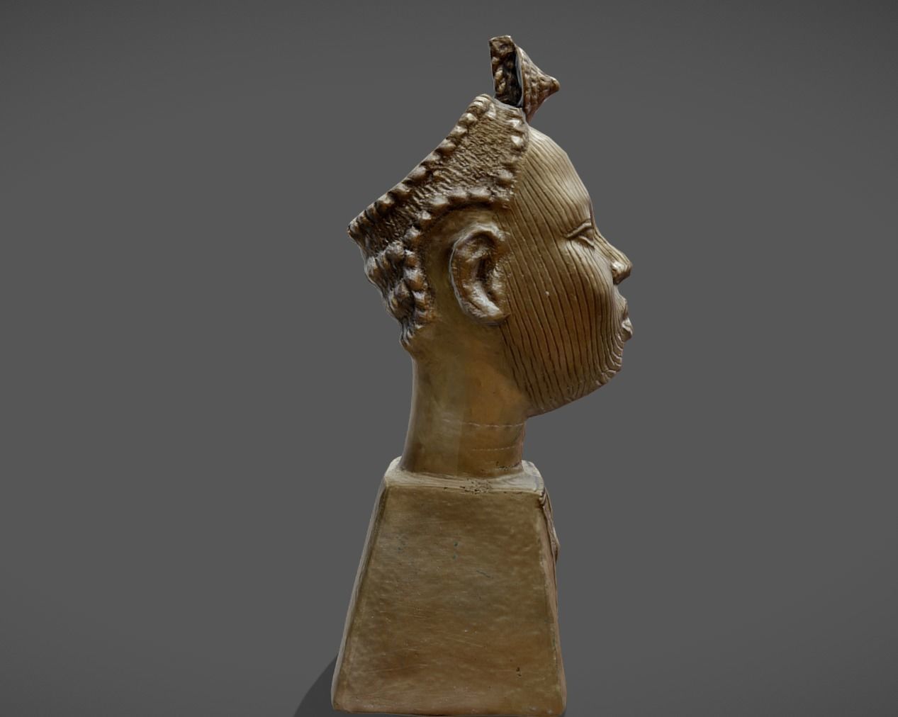 Olokun Bronze Head Low-poly 3D model_2