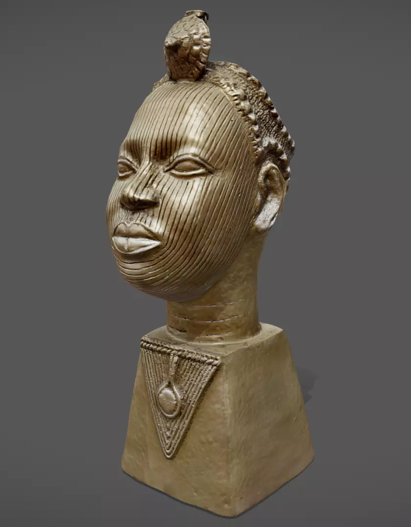 Olokun Bronze Head Low-poly 3D model_0