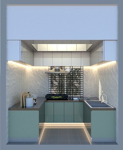 smal kitchen room interior 3D model