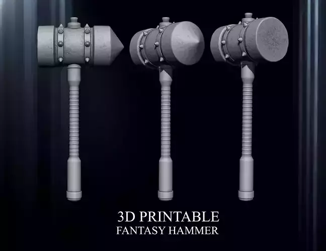 3D PRINTABLE FANTASY HAMMER WEAPON ACCESORY
