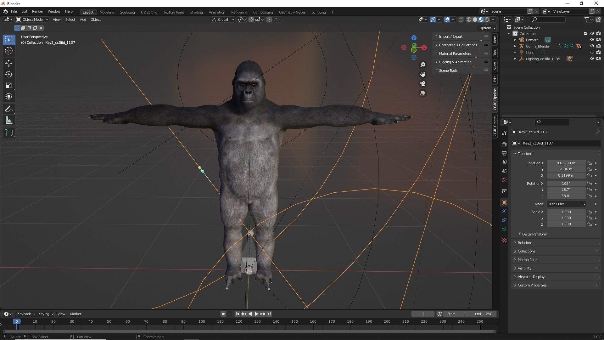 Gorilla Rigged and Blendshapes Low-poly 3D model_4
