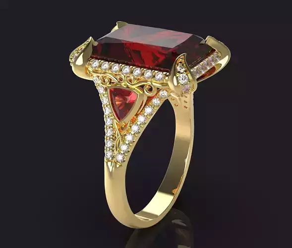 Womens ring with ruby and diamonds 3D printable model