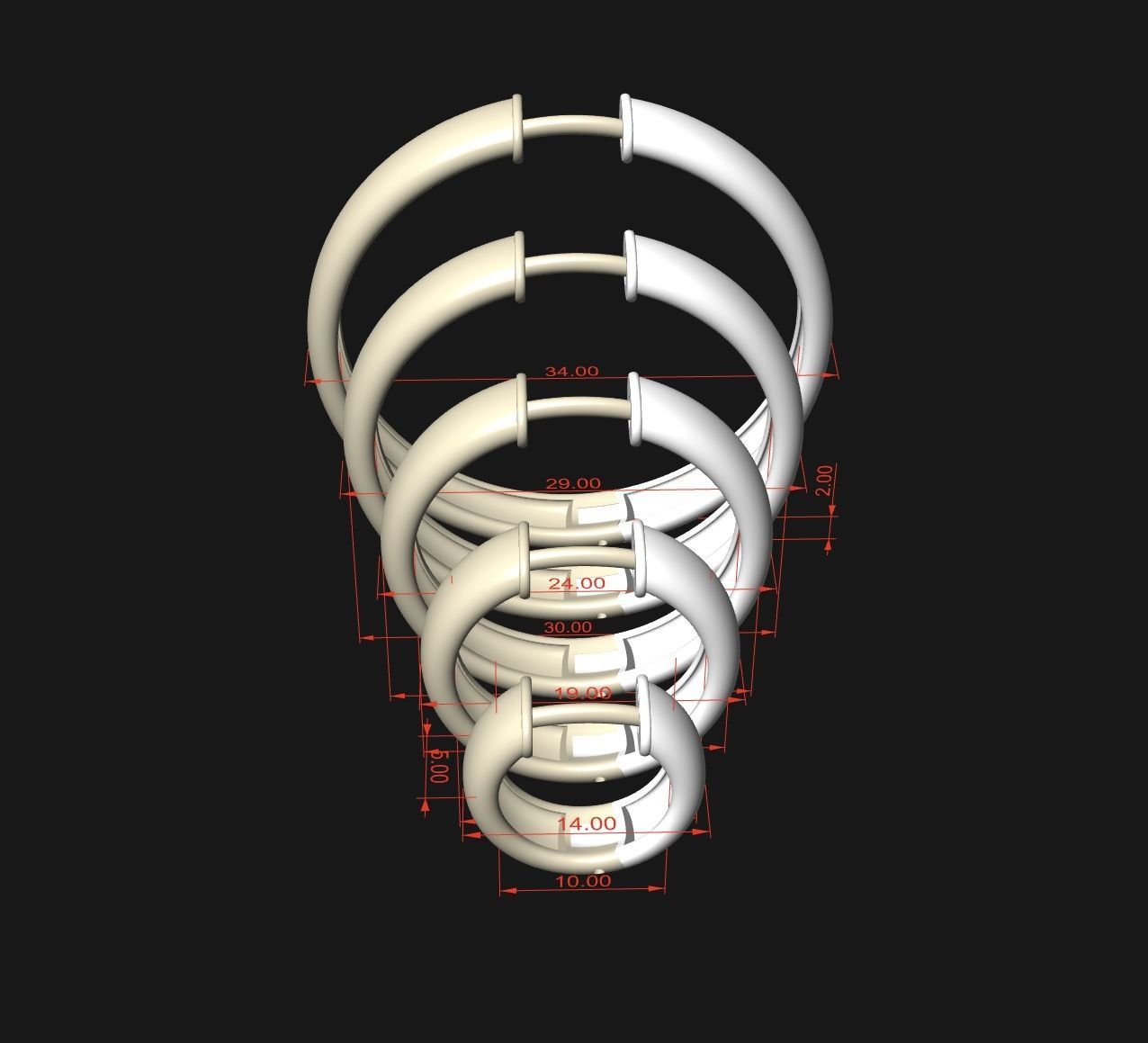 Hoop Earrings 5mm width 5 sizes 3D print model_8