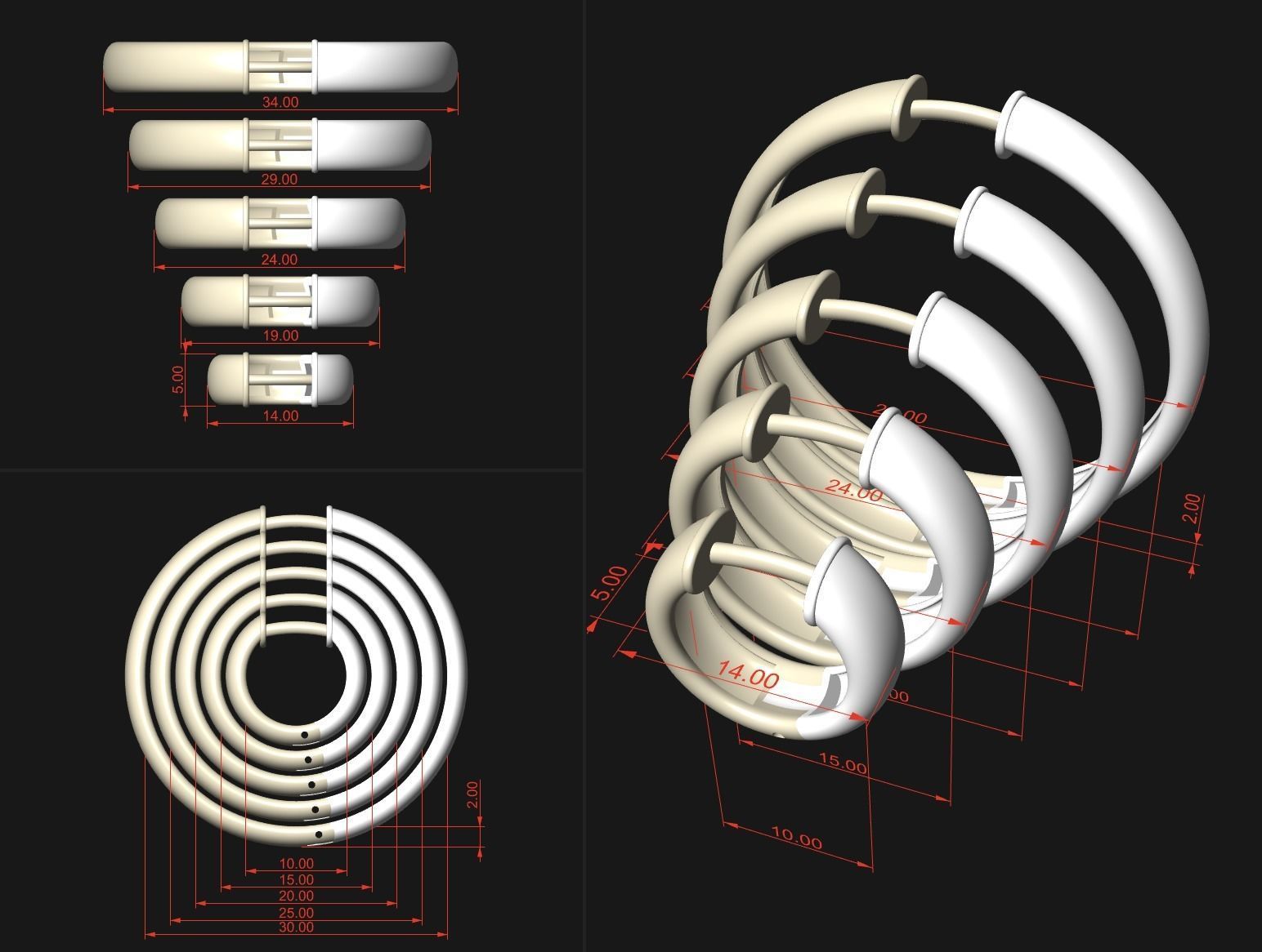 Hoop Earrings 5mm width 5 sizes 3D print model_1