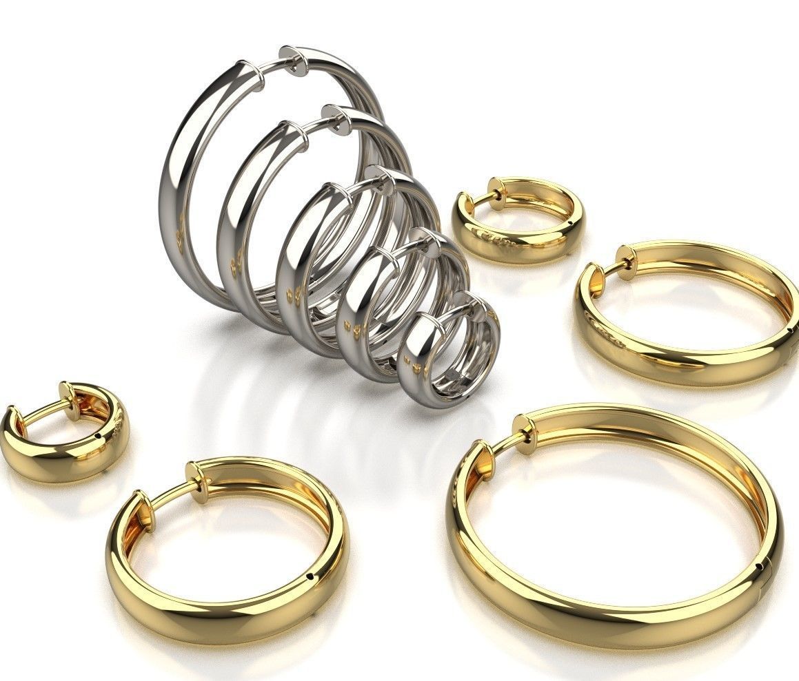 Hoop Earrings 5mm width 5 sizes 3D print model_2