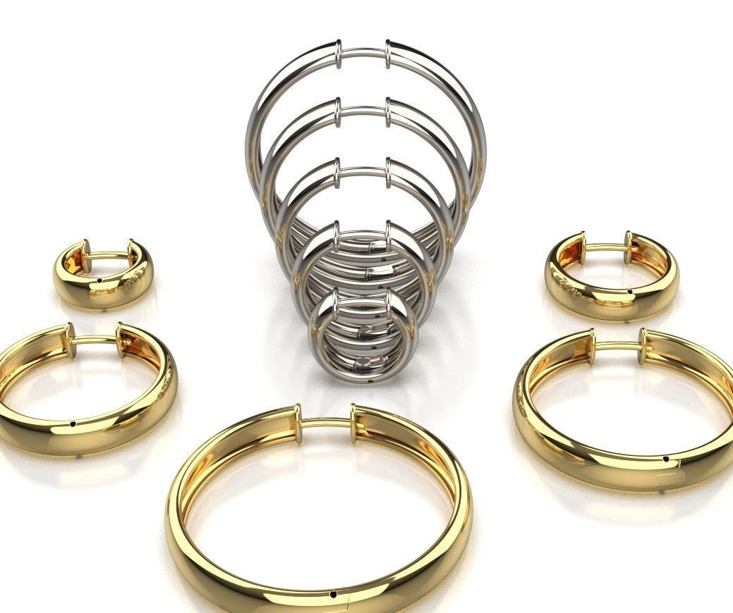 Hoop Earrings 5mm width 5 sizes 3D print model_3