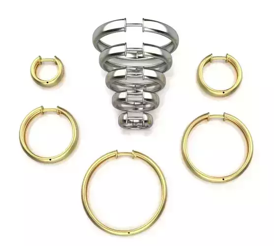 Hoop Earrings 5mm width 5 sizes 3D print model