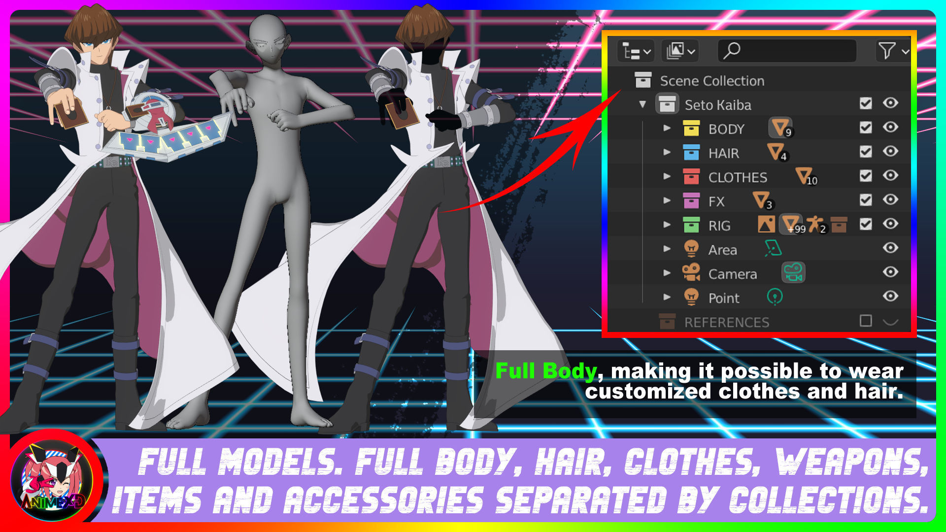 Seto Kaiba - Yu Gi Oh - 3D Model Blender 3D model_7