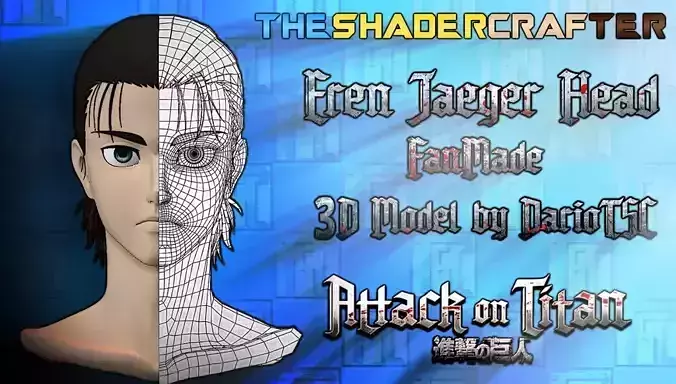 Eren Jaeger Head 3D Model Clean Topology 3D model