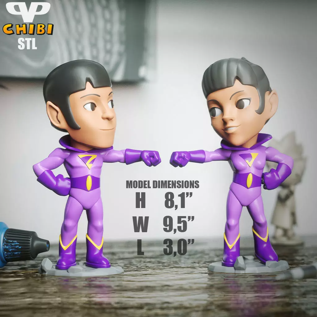 Wonder Twins Chibi STL for 3D Printing ChibiSTL 3DXM 3D print model_3