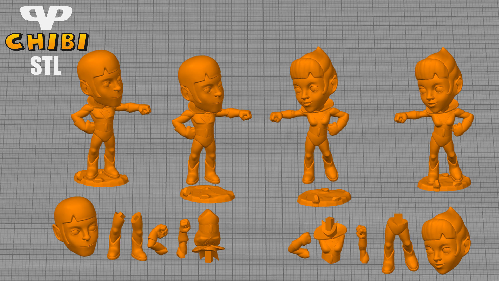 Wonder Twins Chibi STL for 3D Printing ChibiSTL 3DXM 3D print model_1