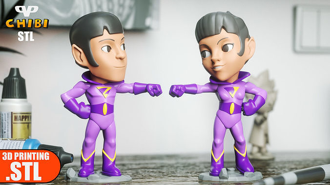 Wonder Twins Chibi STL for 3D Printing ChibiSTL 3DXM 3D print model