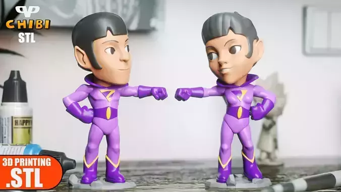 Wonder Twins Chibi STL for 3D Printing ChibiSTL 3DXM 3D print model