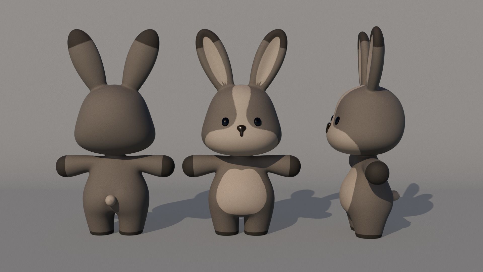 Rigged Cartoon Rabbit Low-poly 3D model_2