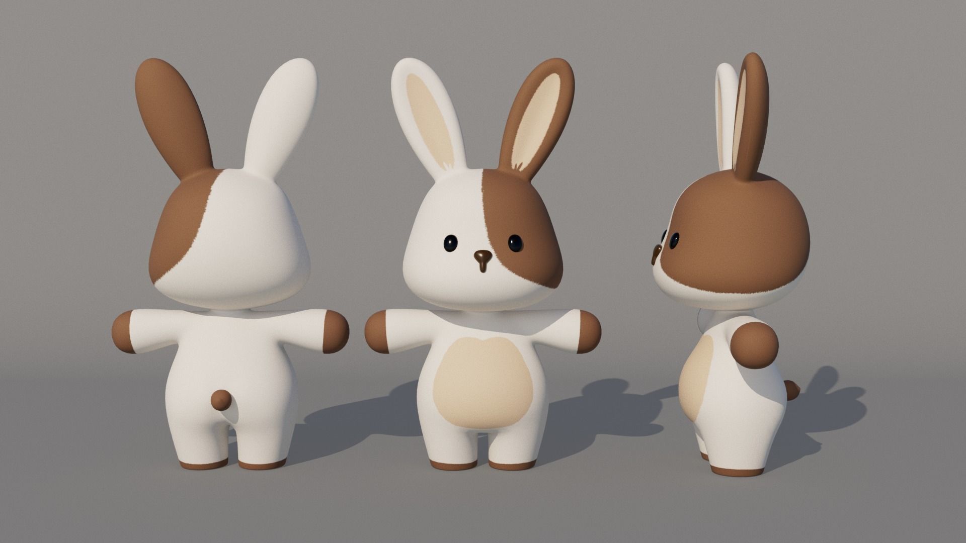 Rigged Cartoon Rabbit Low-poly 3D model_3