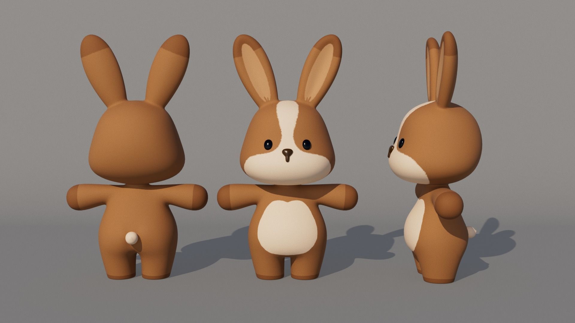 Rigged Cartoon Rabbit Low-poly 3D model_4