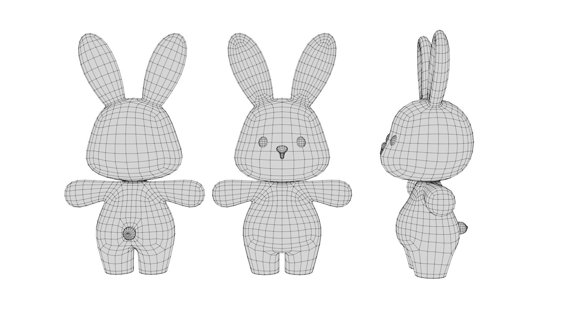 Rigged Cartoon Rabbit Low-poly 3D model_6