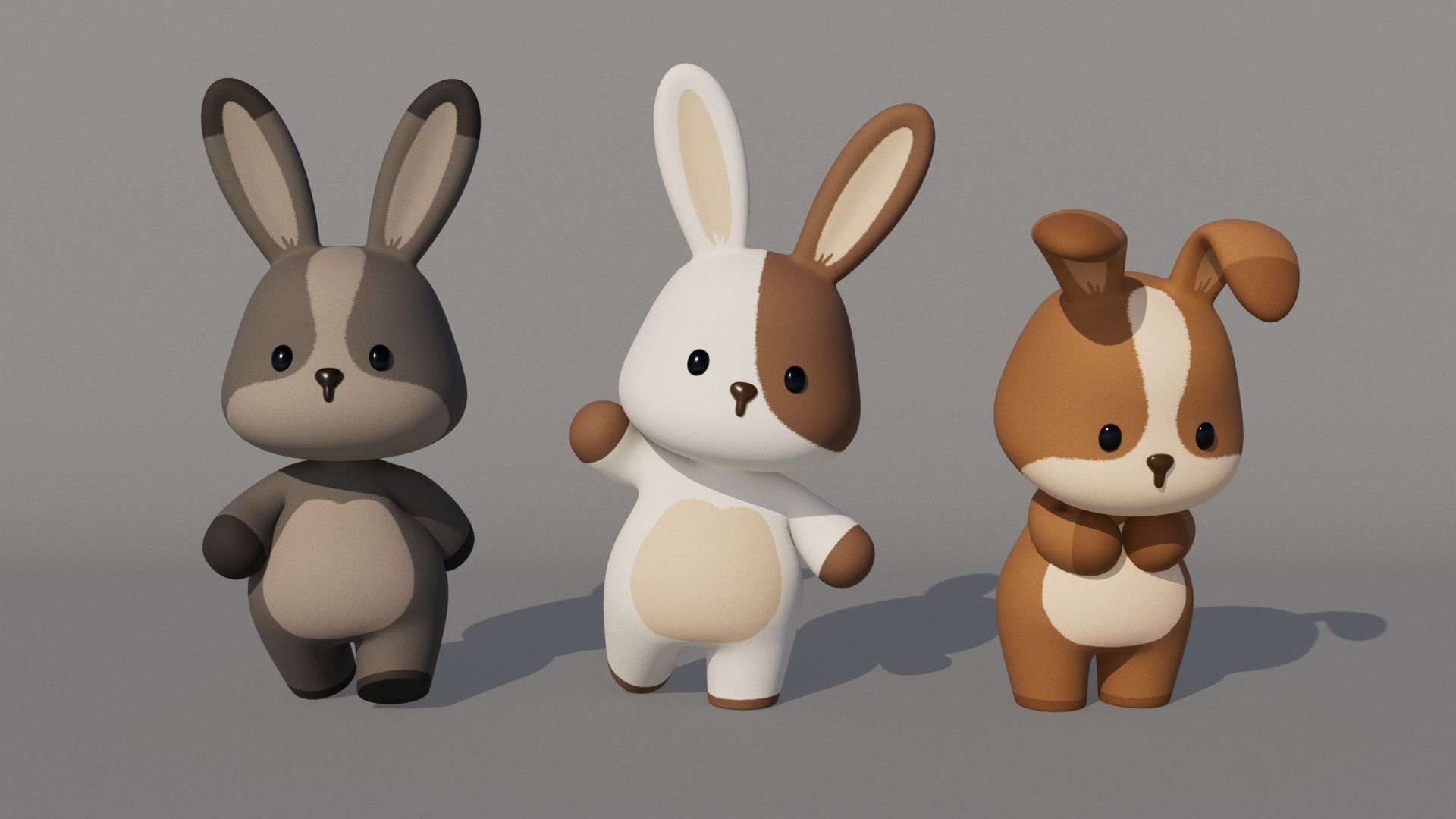 Rigged Cartoon Rabbit Low-poly 3D model_1