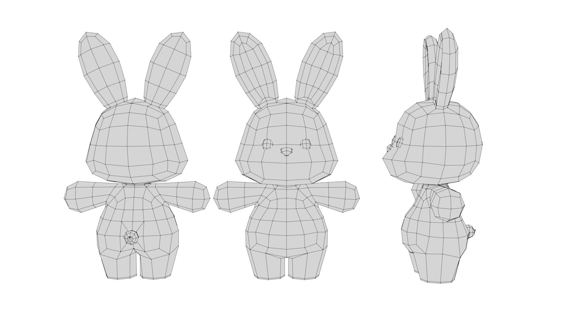 Rigged Cartoon Rabbit Low-poly 3D model_5