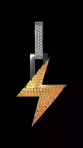 Lightning thunder emoji iced pendant