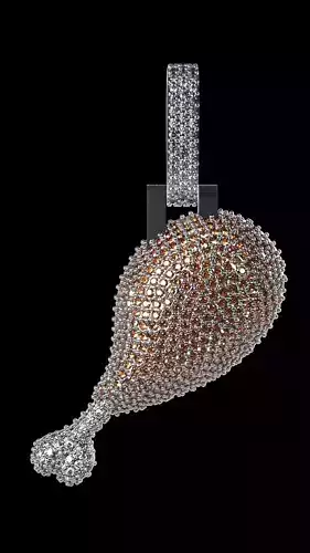 Chicken leg Emoji iced pendant