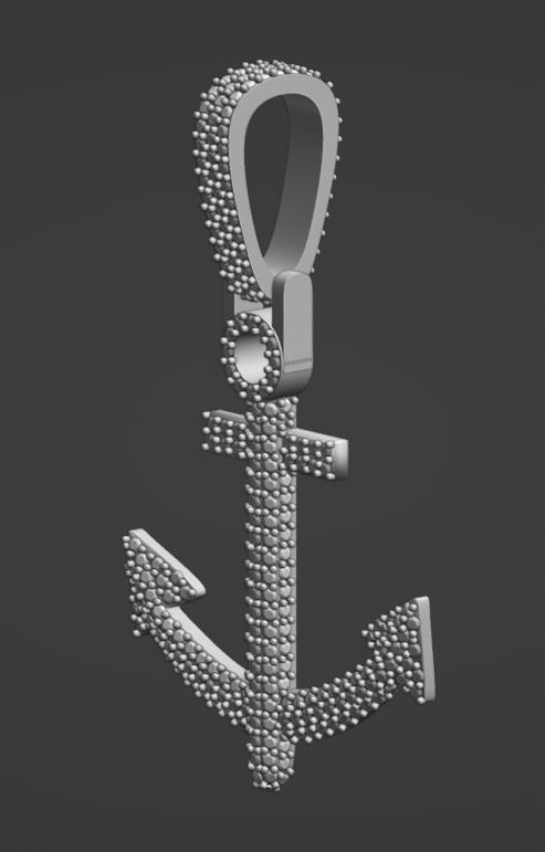 Anchor emoji pendant 3D print model_3