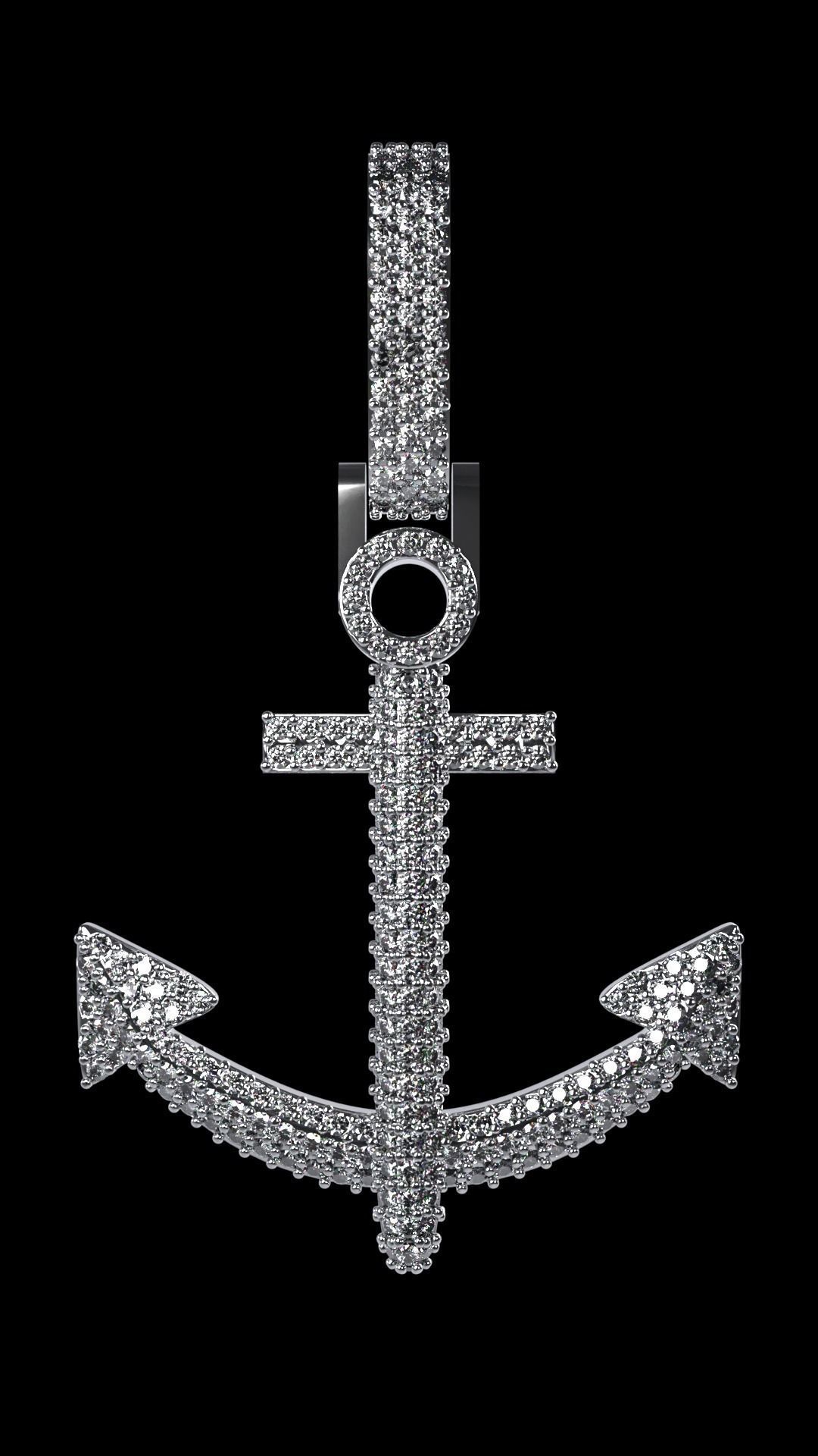 Anchor emoji pendant 3D print model_4