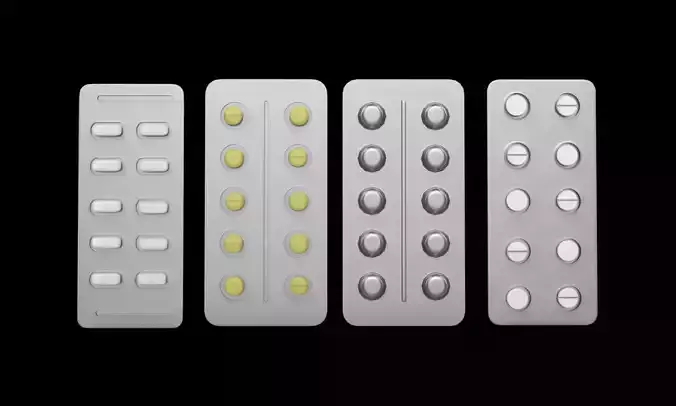 Realistic pills Low-poly 3D model