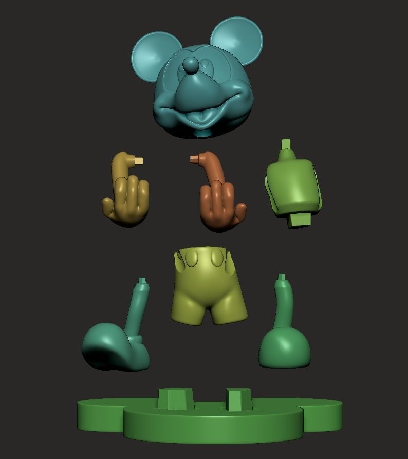 Mickey joystick holder  3D print model_4