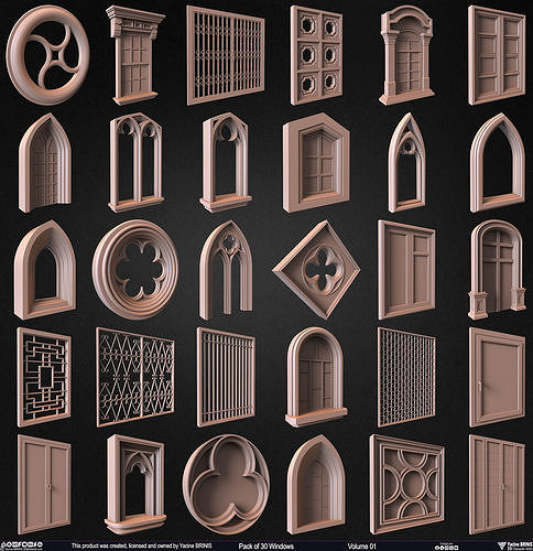 Pack of 30 Windows Volume 01 Low-poly 3D model 2
