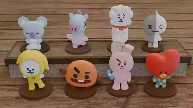 BT21 figures ready for 3D print 3D print model
