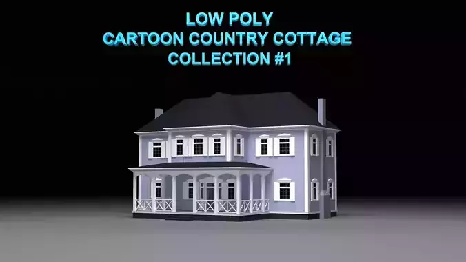 Low poly cartoon country cottage