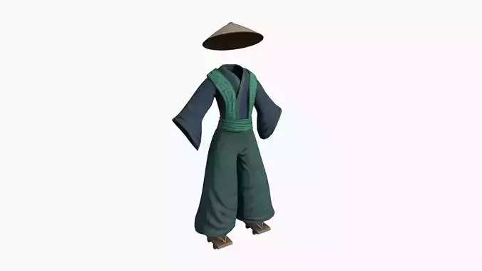 Samurai Old Outfit A05 Full Blue - Character Clothing Design Low-poly 3D model