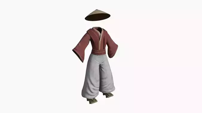 Samurai Old Outfit A06 Red - Character Clothing Design