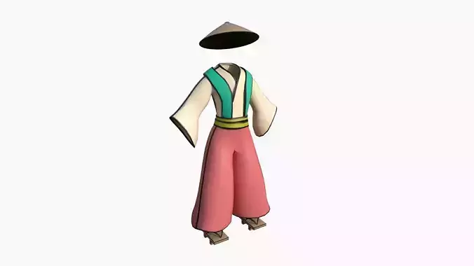 Samurai Old Outfit A11 Cartoon - Character Clothing Design