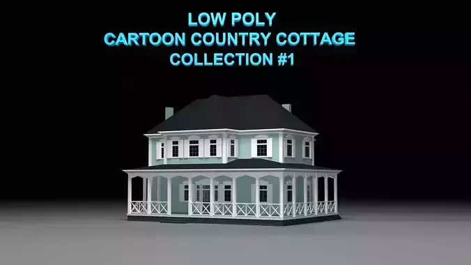 Low poly cartoon country cottage