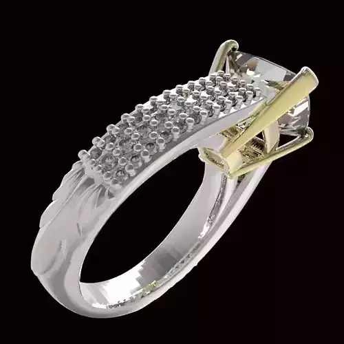 engraving 10x10mm baryon cut gem ring with diamonds 