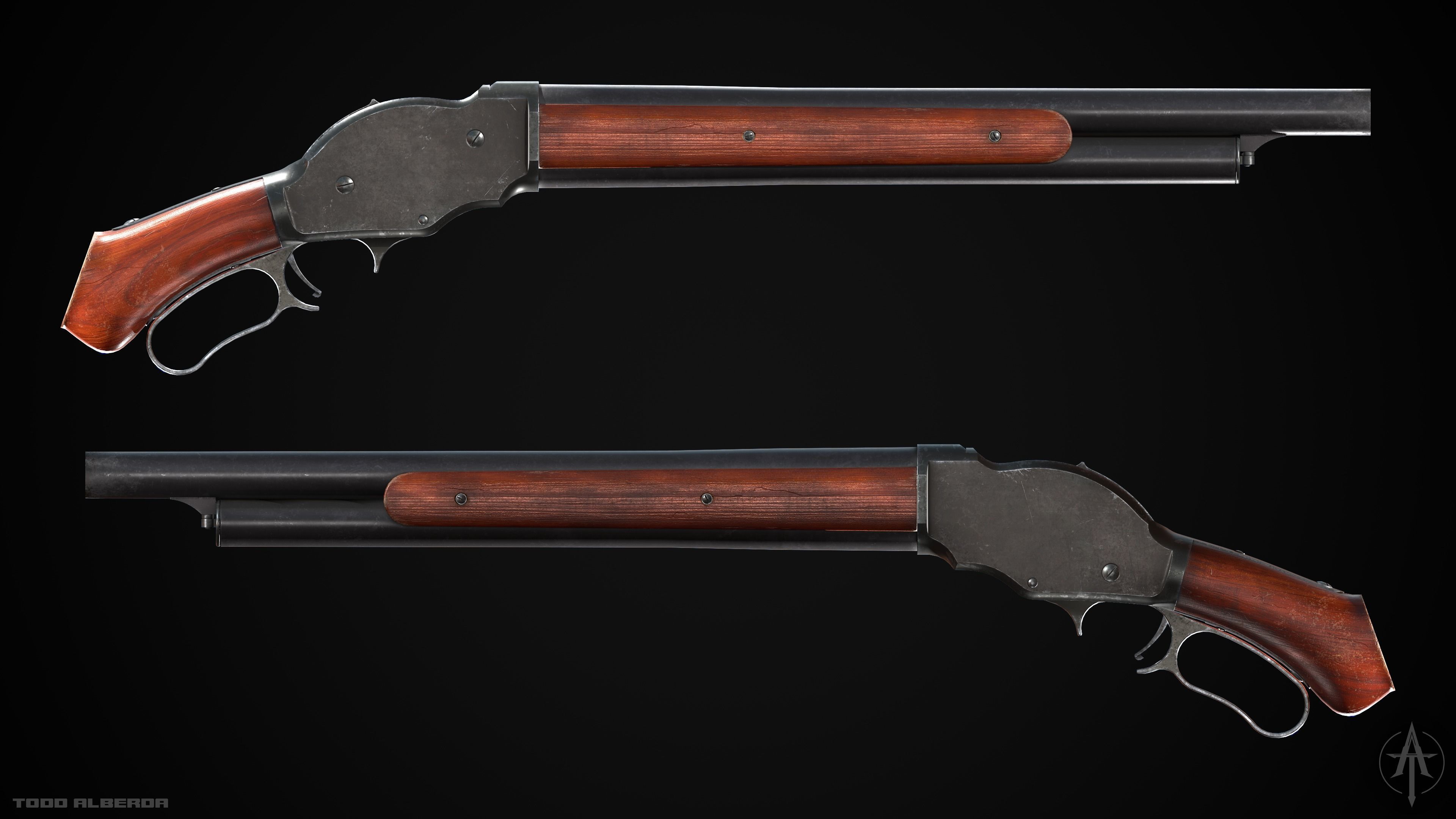 PBR Winchester Model 1887 - Low-poly 3D Model with 4K Textures Low-poly 3D model_3