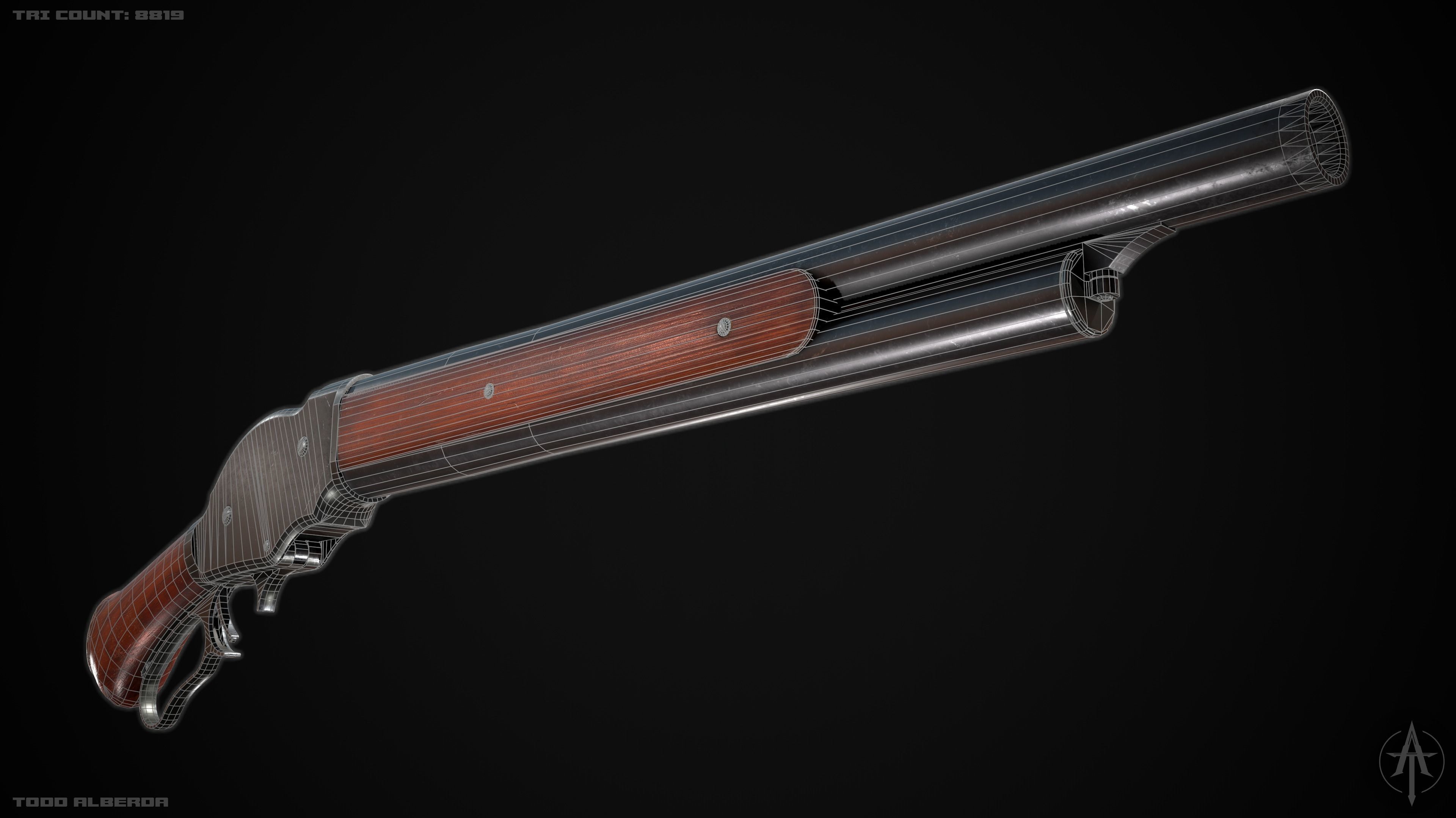 PBR Winchester Model 1887 - Low-poly 3D Model with 4K Textures Low-poly 3D model_6