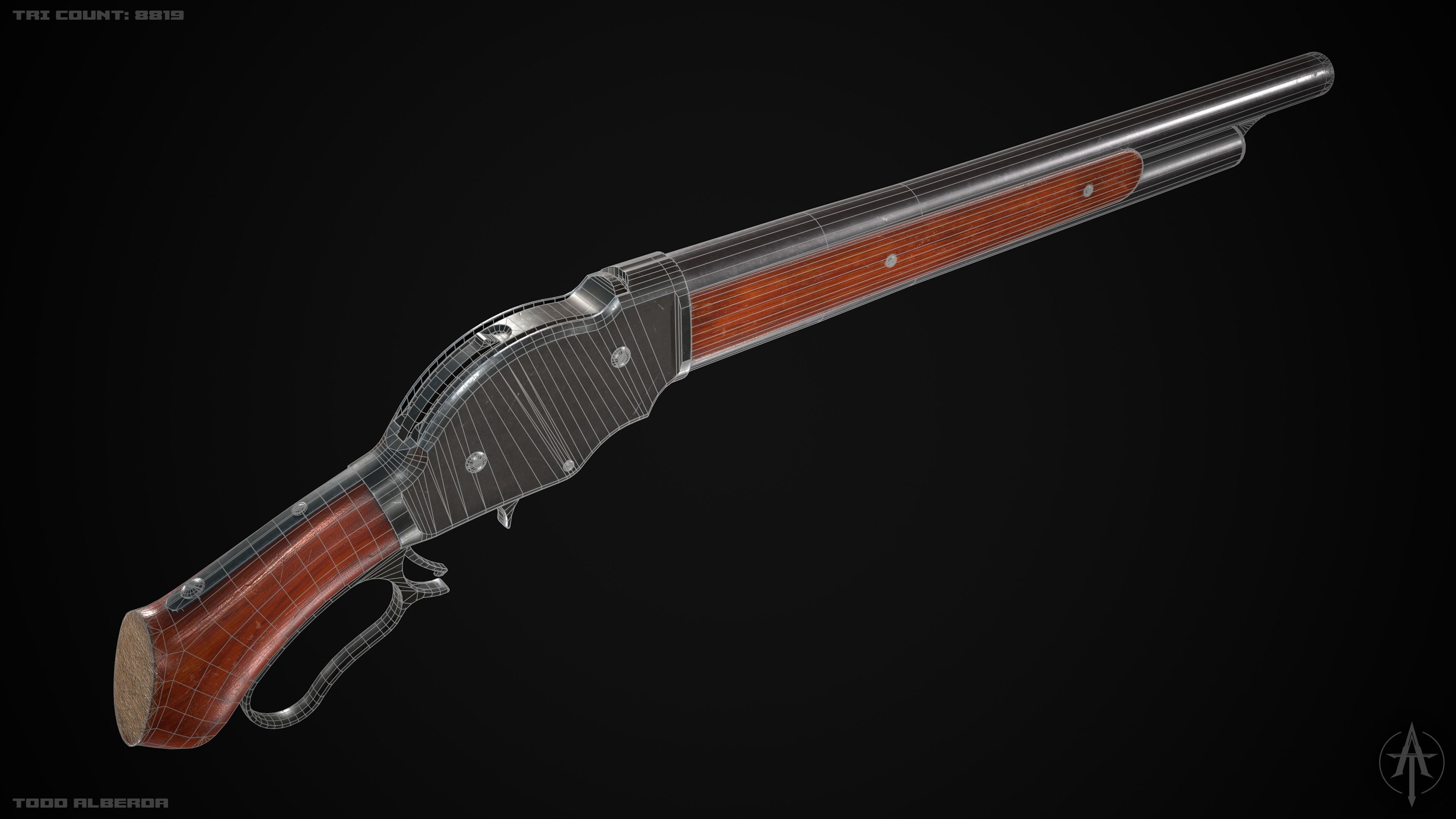 PBR Winchester Model 1887 - Low-poly 3D Model with 4K Textures Low-poly 3D model_7