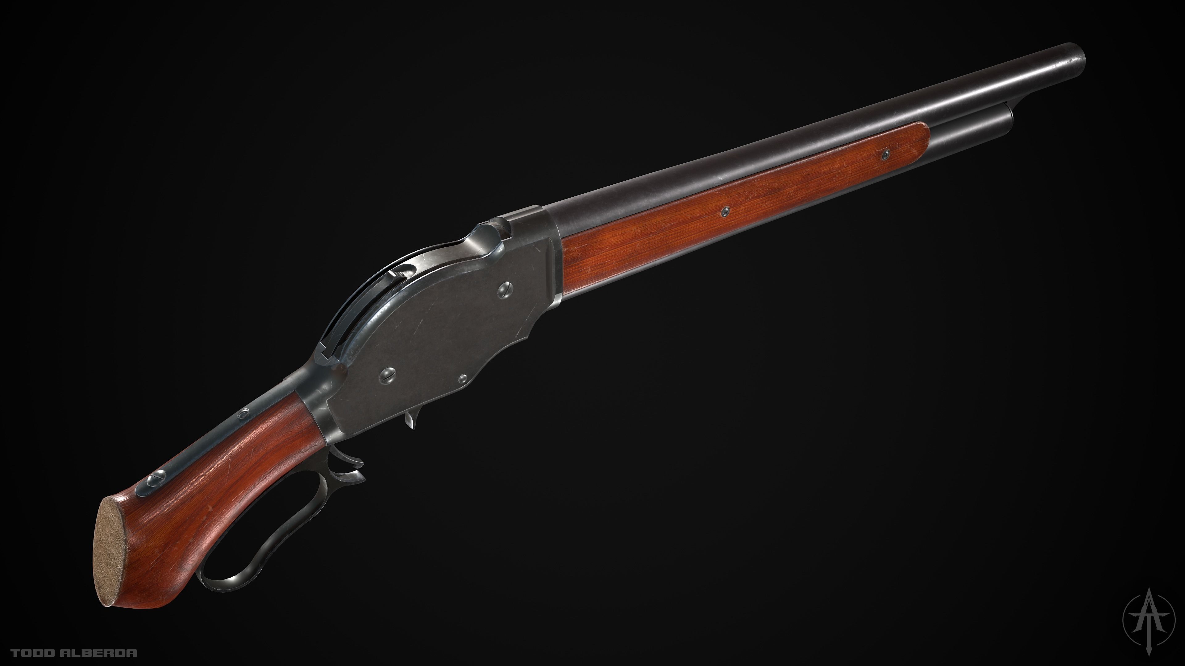 PBR Winchester Model 1887 - Low-poly 3D Model with 4K Textures Low-poly 3D model_2