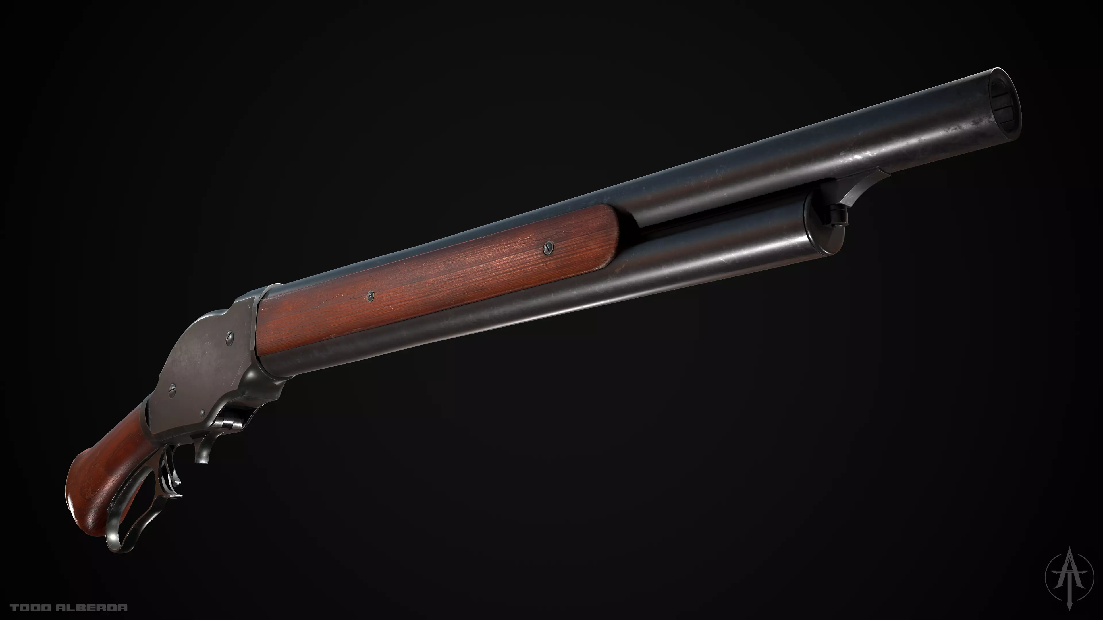PBR Winchester Model 1887 - Low-poly 3D Model with 4K Textures Low-poly 3D model_0
